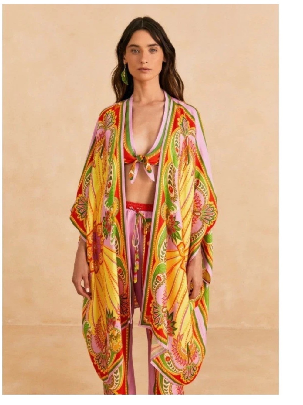 Farm Rio Beach Toucans Scarf Kimono Cover Up Multicolor Tropical Print NWT Sz XS
